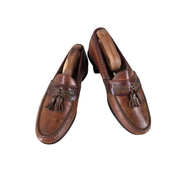 Allen Edmonds Maxfield Mens 9 D Chili Brown Leather Woven Tassel Loafers 71478 main image 6